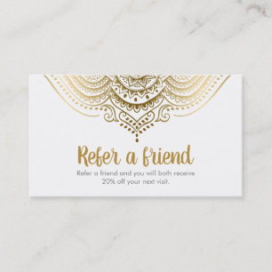 Elegant Gold & White Lace Referral Card