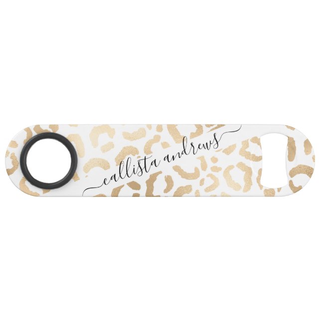 Elegant Gold White Leopard Cheetah Animal Print (Front (Horizontal))