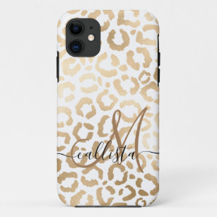 Elegant Gold White Leopard Cheetah Animal Print Case-Mate iPhone Case