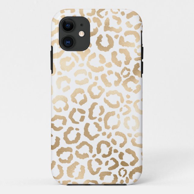 Elegant Gold White Leopard Cheetah Animal Print Case-Mate iPhone Case (Back)