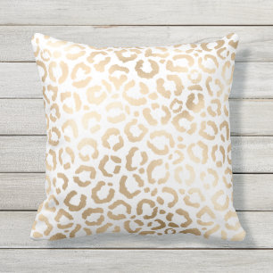 Elegant Gold White Leopard Cheetah Animal Print Cushion