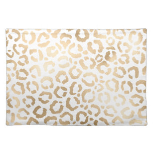 Elegant Gold White Leopard Cheetah Animal Print Placemat