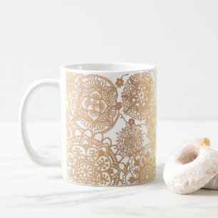 Elegant Gold White Mandala Pattern Coffee Mug