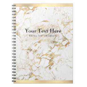 Elegant Gold/White Marble, Gold Bars, Name & Title Notebook