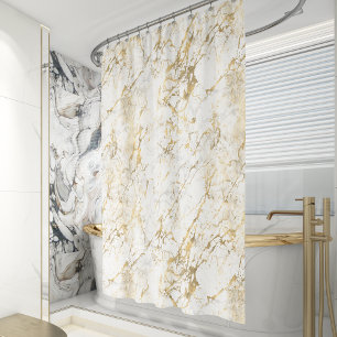 Elegant Gold White Marble Pattern Shower Curtain