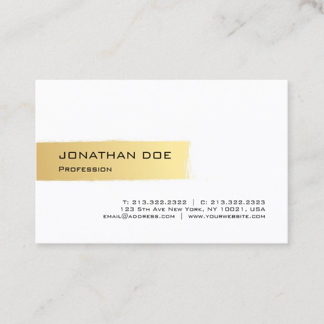Elegant Gold White Modern Minimalist Professional Business Card (Front)