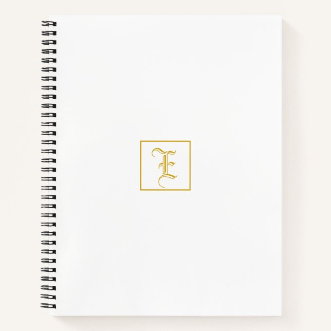Elegant Gold White Monogram Personalised Notebook (Front)