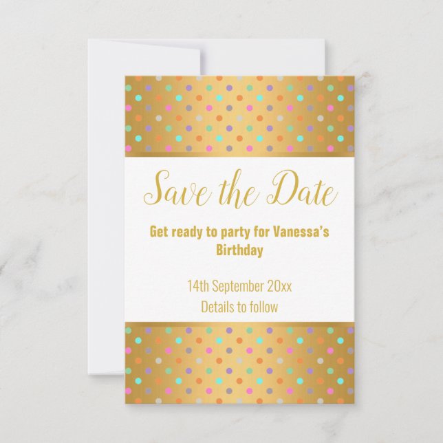 ELEGANT GOLD WHITE PASTEL SPOT  RESPONSE RSVP CARD (Front)