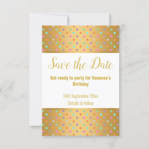 ELEGANT GOLD WHITE PASTEL SPOT  RESPONSE RSVP CARD