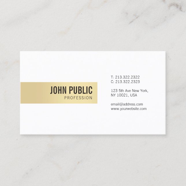 Elegant Gold White Professional Simple Template Business Card (Front)