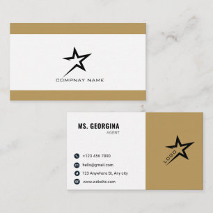 Elegant Gold White Professional Star Business Card