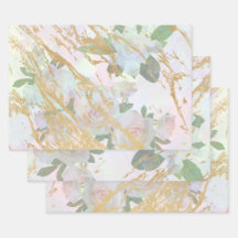 Elegant Gold White Rose Silk Decoupage Design