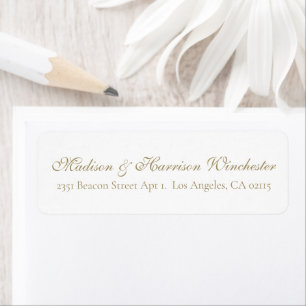 Elegant gold white script calligraphy chic return address label