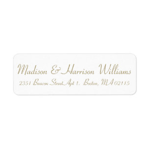 Elegant gold white Script Custom return address  Label