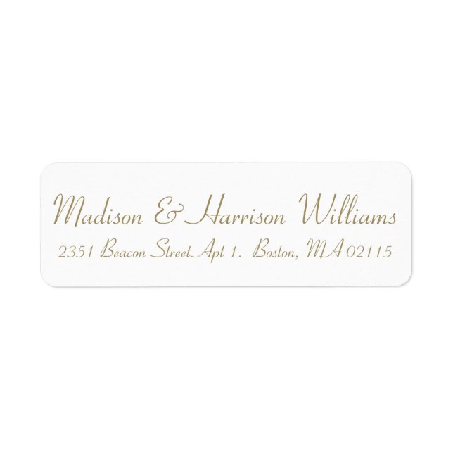 Elegant gold white Script Custom return address  Label (Front)