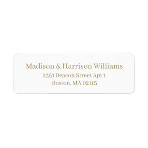 Elegant gold white Serif Custom return address  Label