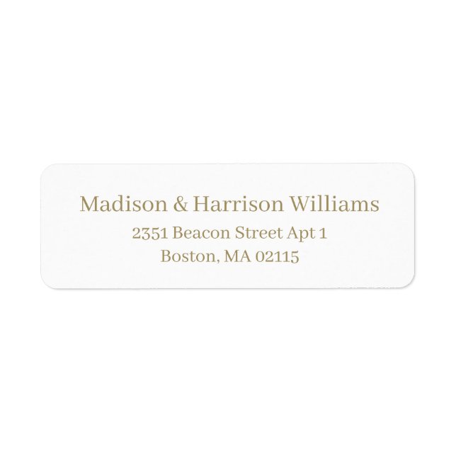 Elegant gold white Serif Custom return address  Label (Front)
