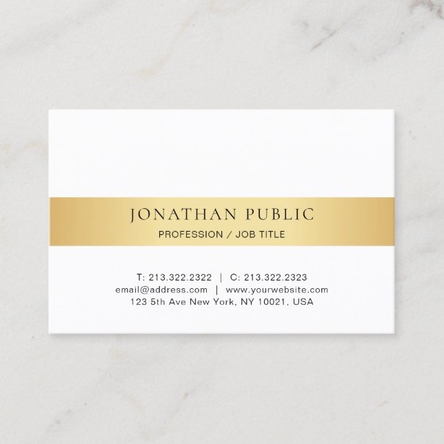 Elegant Gold White Template Modern Minimalist Business Card (Front)