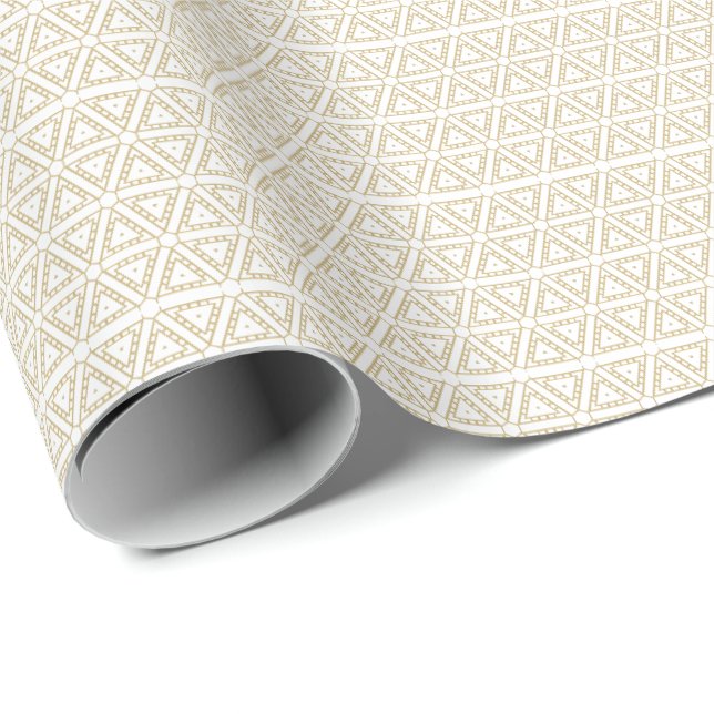 Elegant gold white triangular geometric pattern wrapping paper (Roll Corner)
