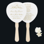 Elegant Gold & White Wedding Program Template Hand Fan<br><div class="desc">Celebrate in style with these trendy wedding program hand fans. This design is easy to personalise with your special event wording and your guests will be thrilled when they receive these fabulous programs.</div>