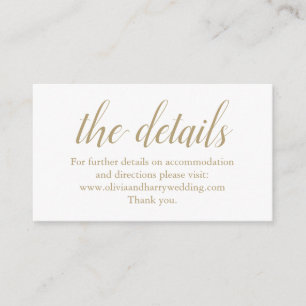 Elegant Gold White Wedding Website Enclosure Card
