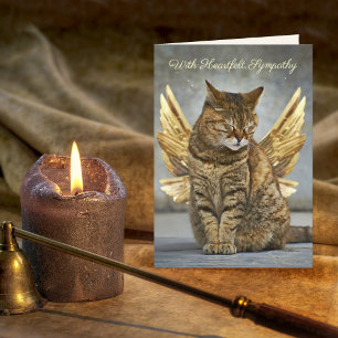 Elegant Gold Wings Cat Sympathy Card