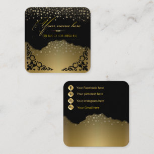elegant gold with custom black cut square business card