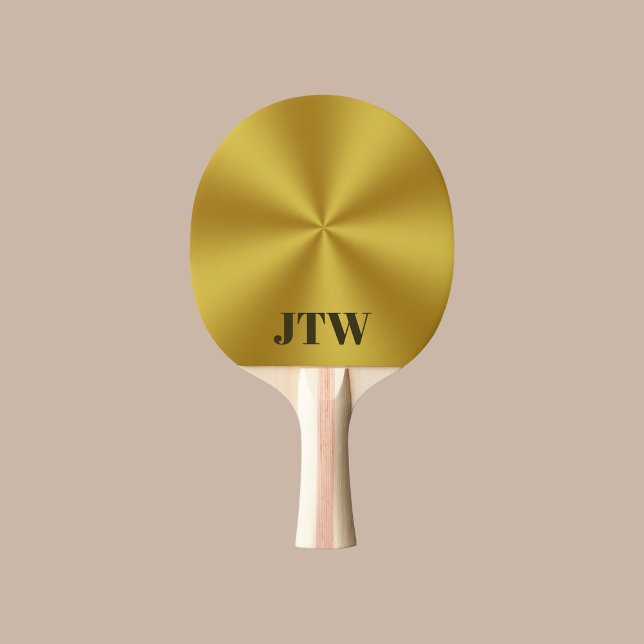 Elegant Gold with Monogram Template Ping Pong Paddle (Creator Uploaded)