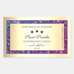 Elegant Gold with Purple Glitter Product Labels
