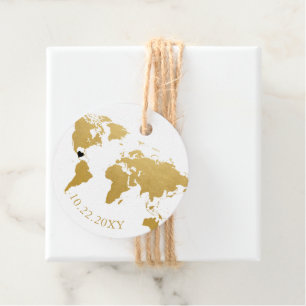 Elegant Gold World Map Favour Tags