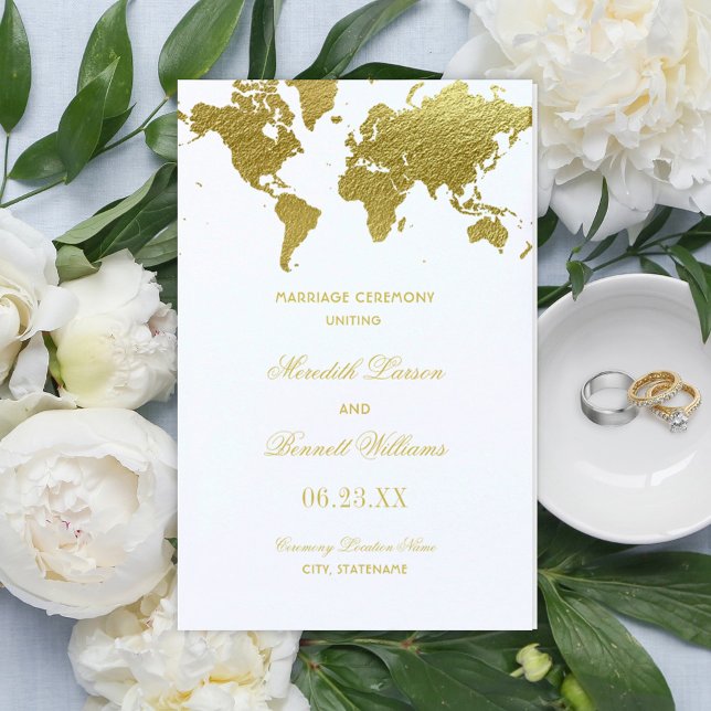 Elegant Gold World Map Wedding Programs (Creator Uploaded)