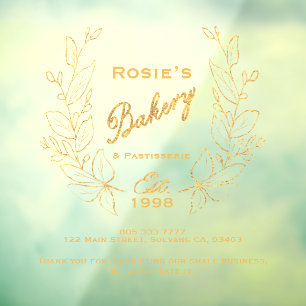 Elegant Gold Wreath Bakery Logo Company Info