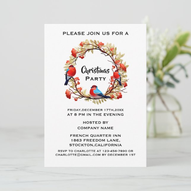 Elegant Gold Wreath Corporate Christmas Party  Inv Invitation (Standing Front)