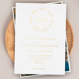 Elegant Gold Wreath Monogram Wedding