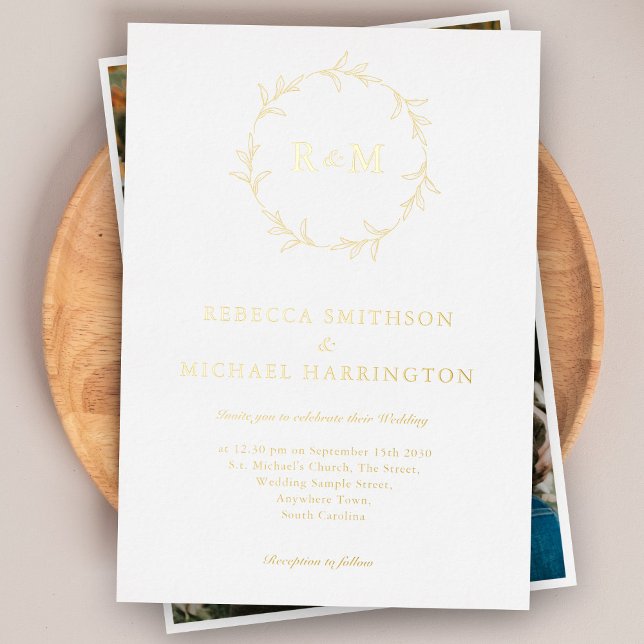Elegant Gold Wreath Monogram Wedding (Creator Uploaded)