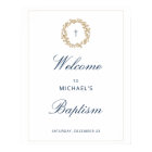 Elegant Gold Wreath Navy Cross Baptism Christening