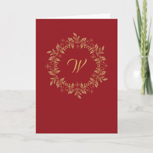 Elegant Gold Wreath YOU PICK COLOR Holiday Card