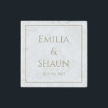 Elegant Gold Writing Marble Magnet Wedding Favour<br><div class="desc">This elegant marble wedding magnet with gold writing is a thoughtful wedding favour for your guests or for the parents of the bride, bridesmaids or groomsmen. It features a classy, sophisticated and timeless design that can be personalised to suit your wishes. To customise, simply click on "Personalise this template" and...</div>