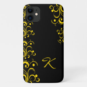 Elegant Gold Yellow Black Ornamental Design iPhone 11 Case