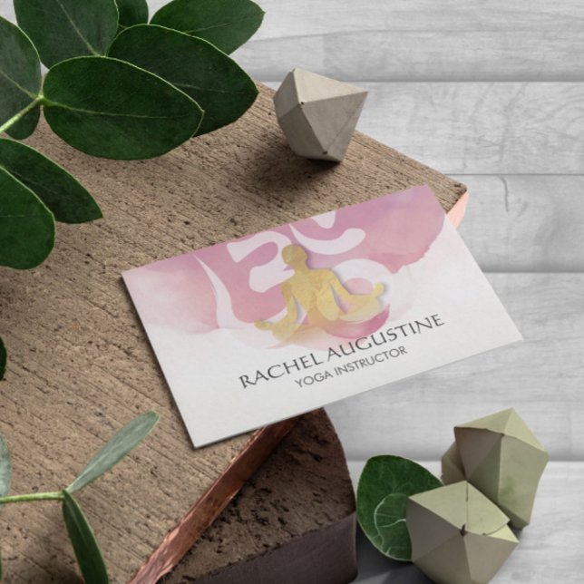 Elegant Gold Yoga Meditation Instructor Om Symbol Business Card (Creator Uploaded)