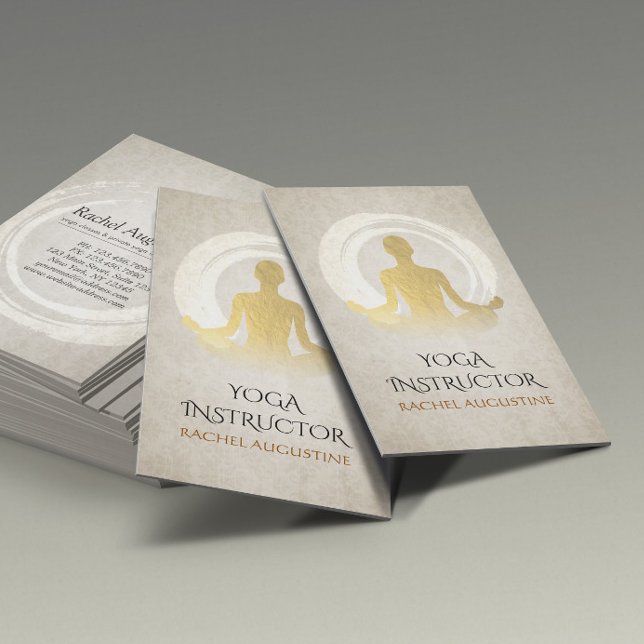 Elegant Gold Yoga Meditation Instructor ZEN Symbol Business Card (Creator Uploaded)