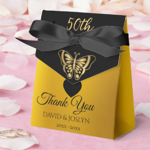 Elegant Golden 50th Wedding Anniversary Favour Box