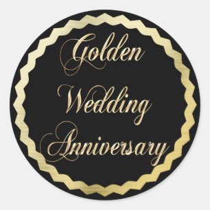Elegant Golden 50th Wedding Anniversary Sticker