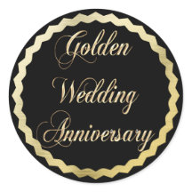 Elegant Golden 50th Wedding Anniversary Sticker