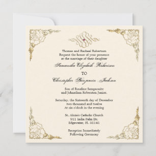 Elegant Golden Accent Gold Wedding Invite