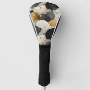 Elegant Golden and Charcoal Scallop Shell Pattern  Golf Head Cover