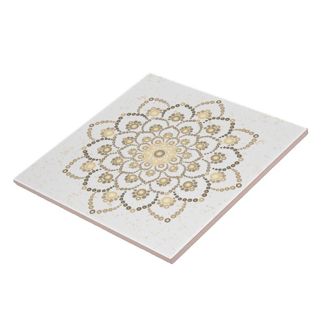 Elegant Golden and White Ceramic Tile (Side)