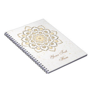 Elegant Golden and White Mandala Notebook