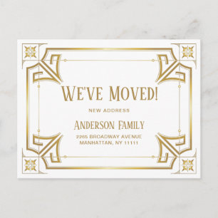 Elegant Golden Art Deco Moving Announcement Postcard