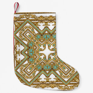 Elegant golden baroque, ornamental design. small christmas stocking